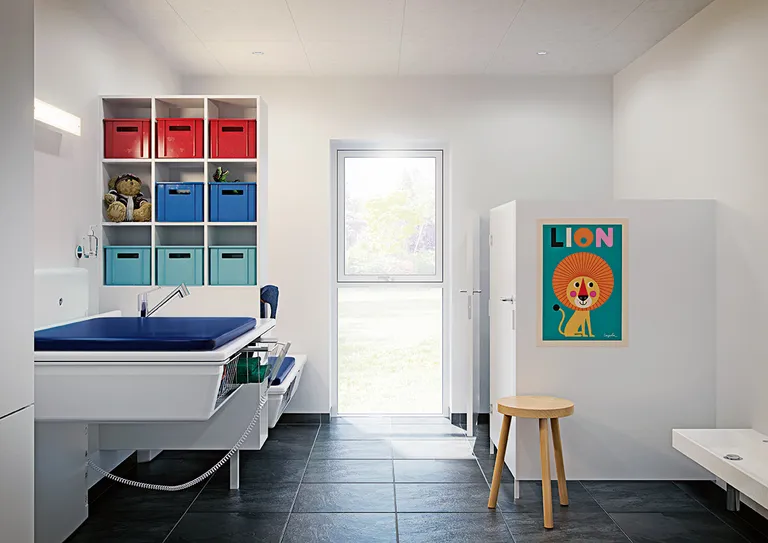 Lavtgående stellebord med vask