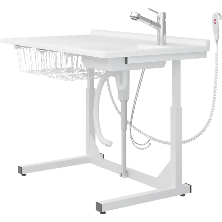 Frittstående stellebord med vask