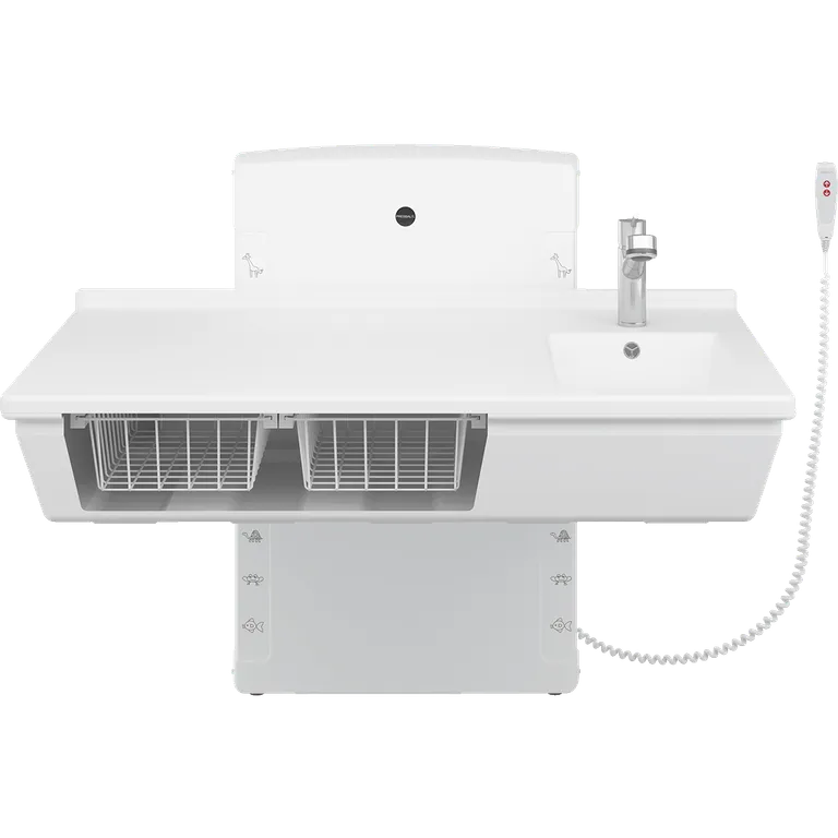 Lavtgående stellebord med vask