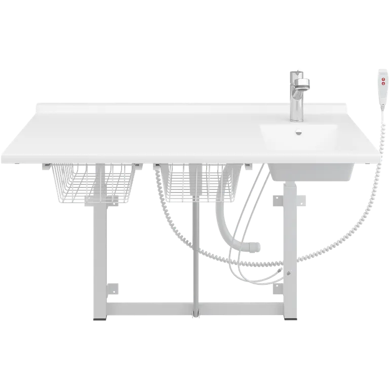 Veggmontert stellebord med vask
