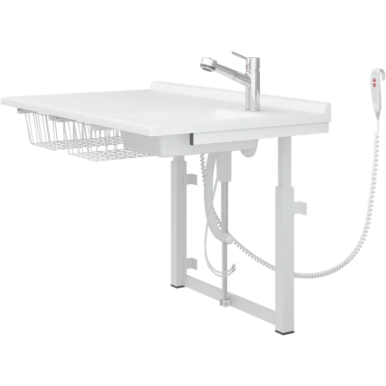 Veggmontert stellebord med vask